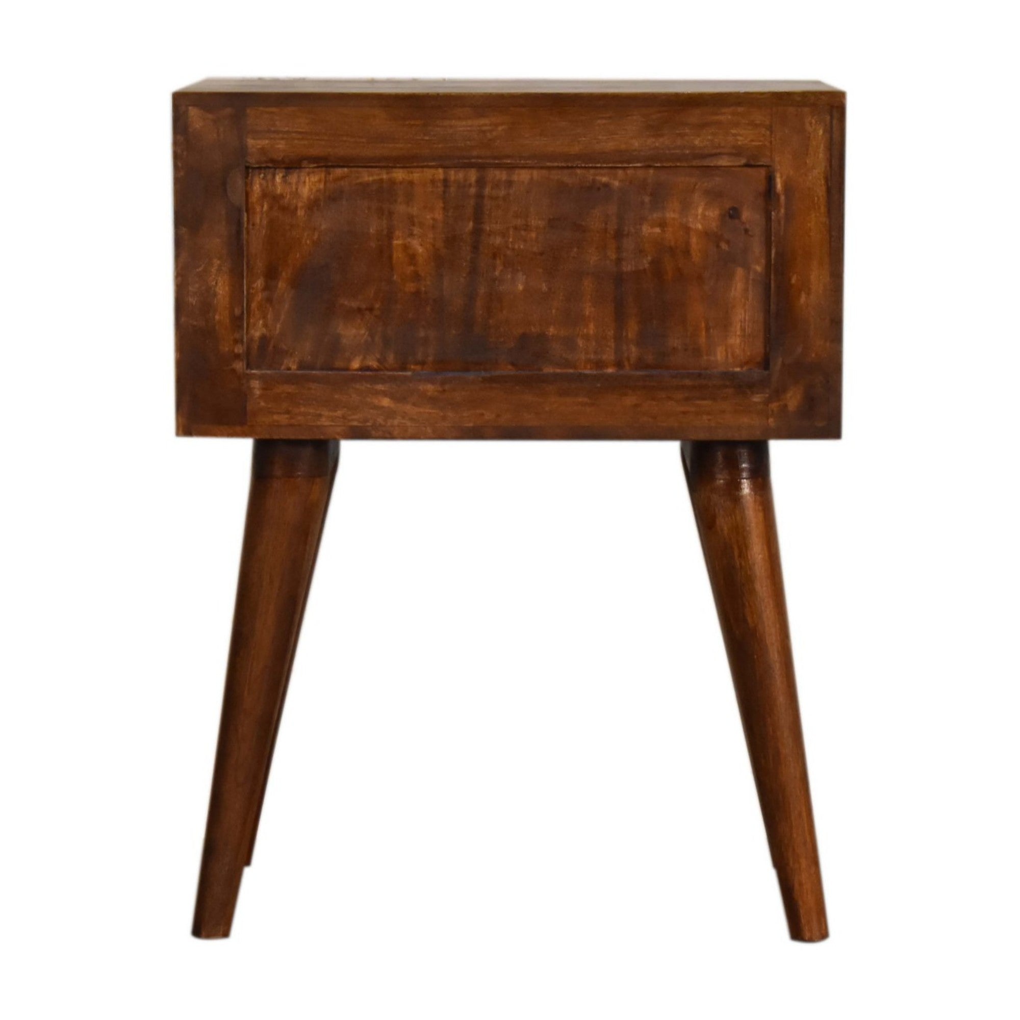 Solid Wood Bedside, Modern 2 Drawers, Dark Brown Chestnut
