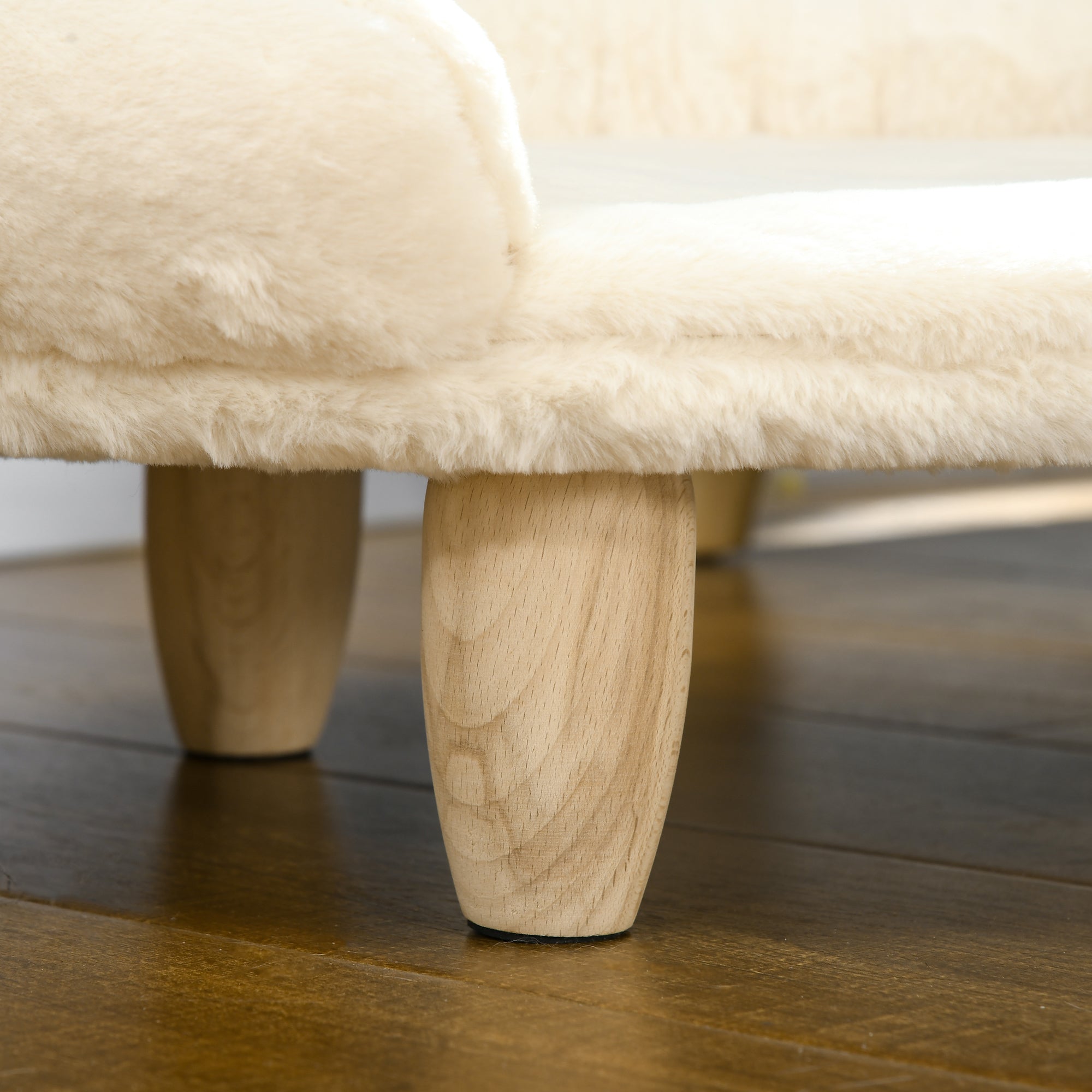 Gemütliches Haustiersofa, erhöhtes Design, Hund Katze, Flanell, Cremefarben