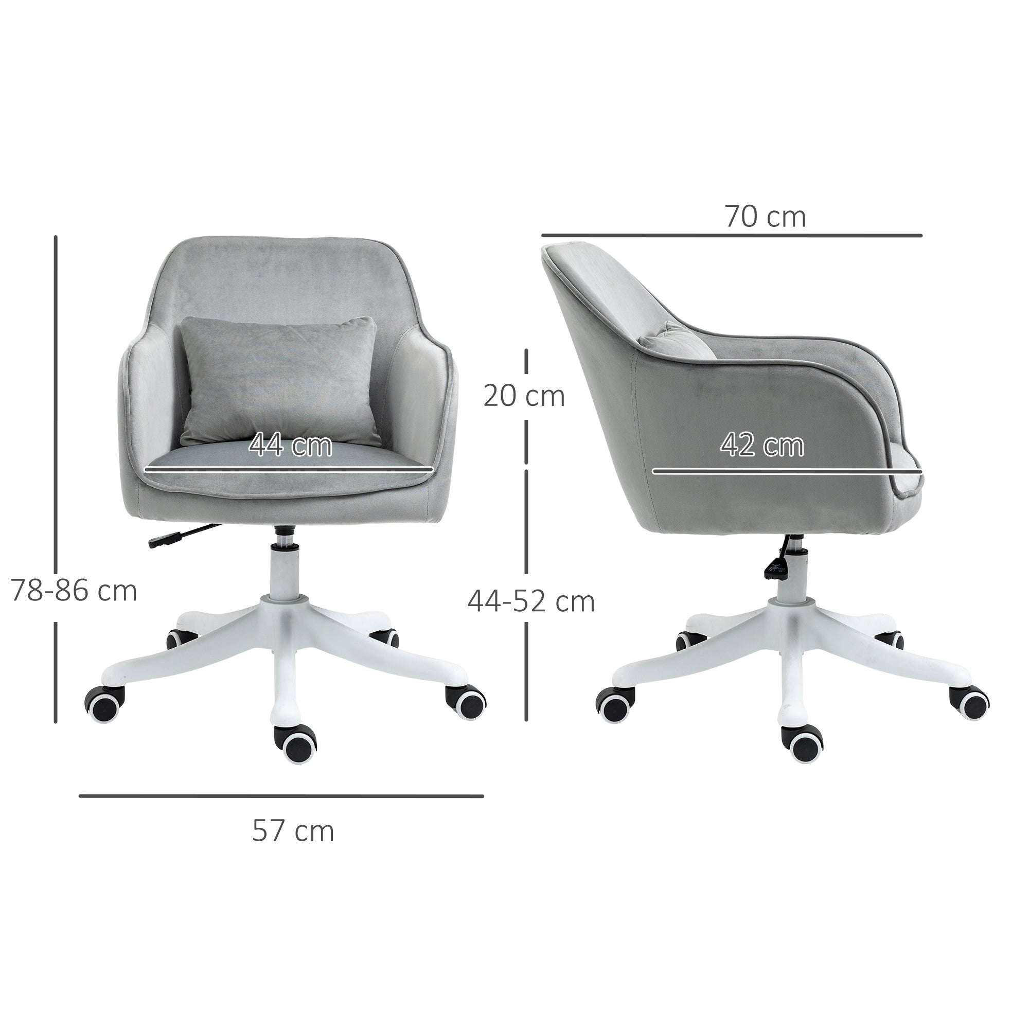 Swivel Office Chair, Massage Function, Armrests, Lumbar Cushion, Grey