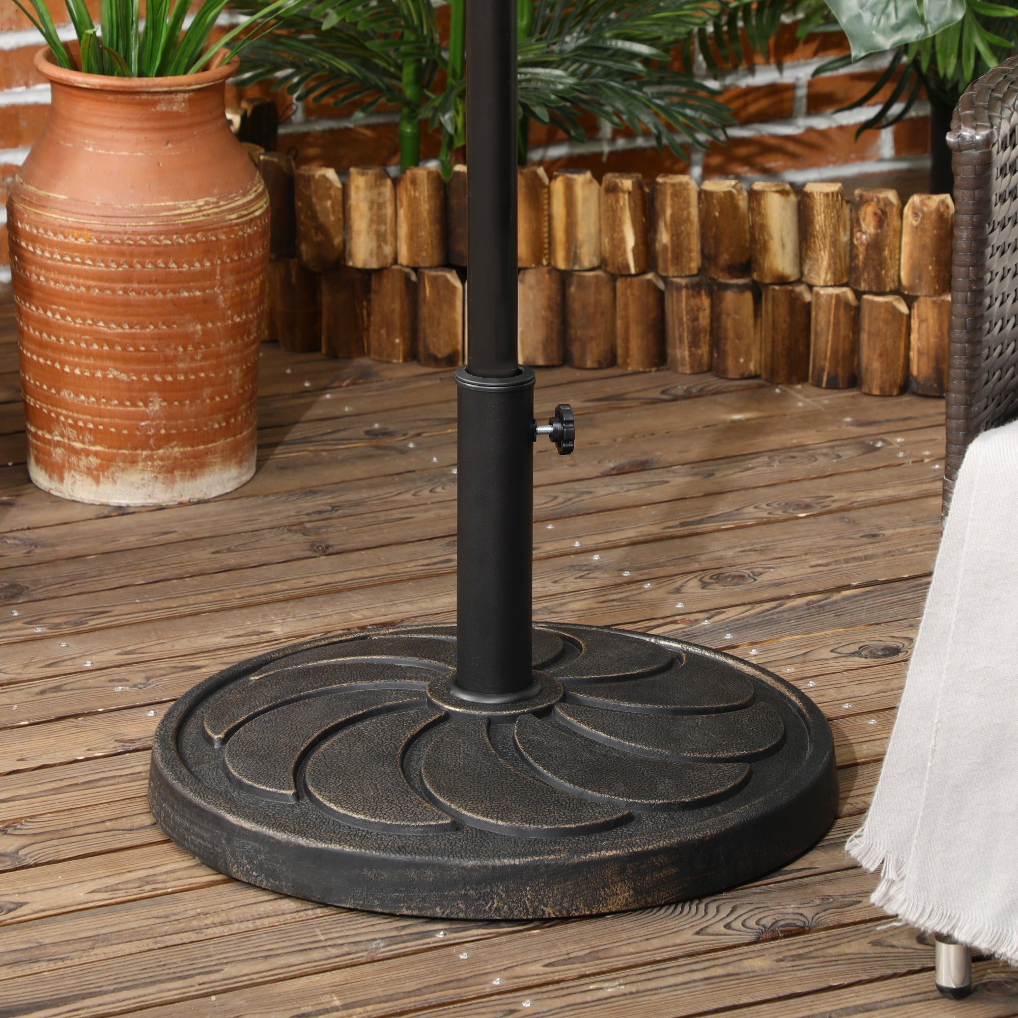 Parasol Base 18 kg Round for Ø38/48 mm Pole, Synthetic Resin Bronze