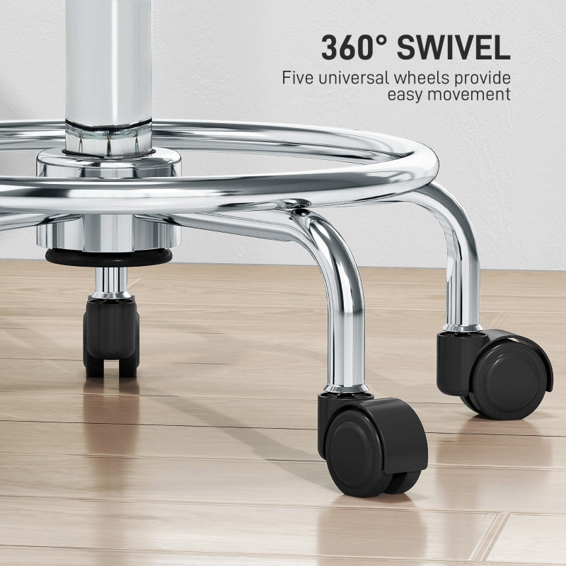 Salon Stool Padded Adjustable Height Swivel Faux Leather - Grey