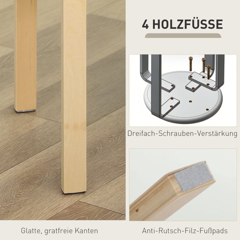 Esszimmerhocker, stapelbar, rund, gepolstert, Leinen-Optik Grau