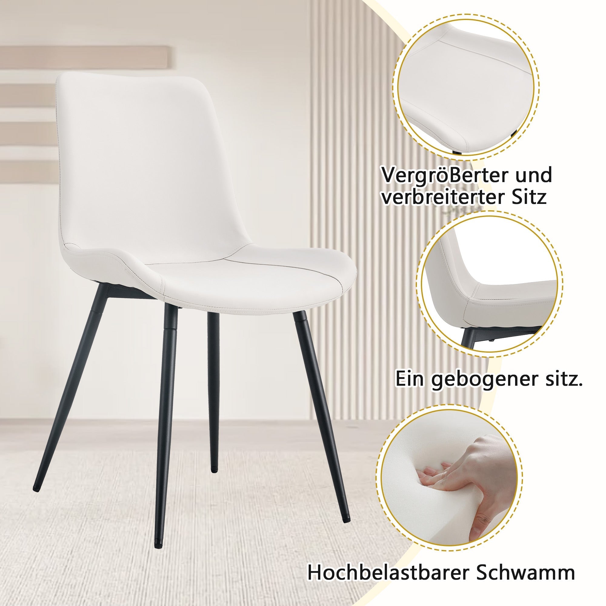 Dining Table Set 160cm Rectangular Storage 4 Chairs - White PU