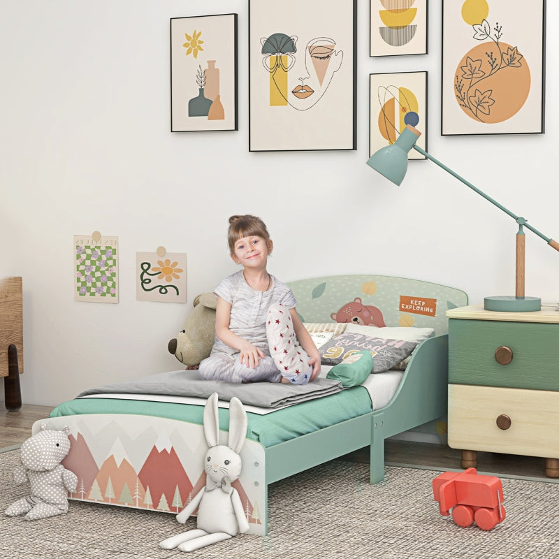 Toddler Bed Frame for Ages 3-6 Years, Green MDF