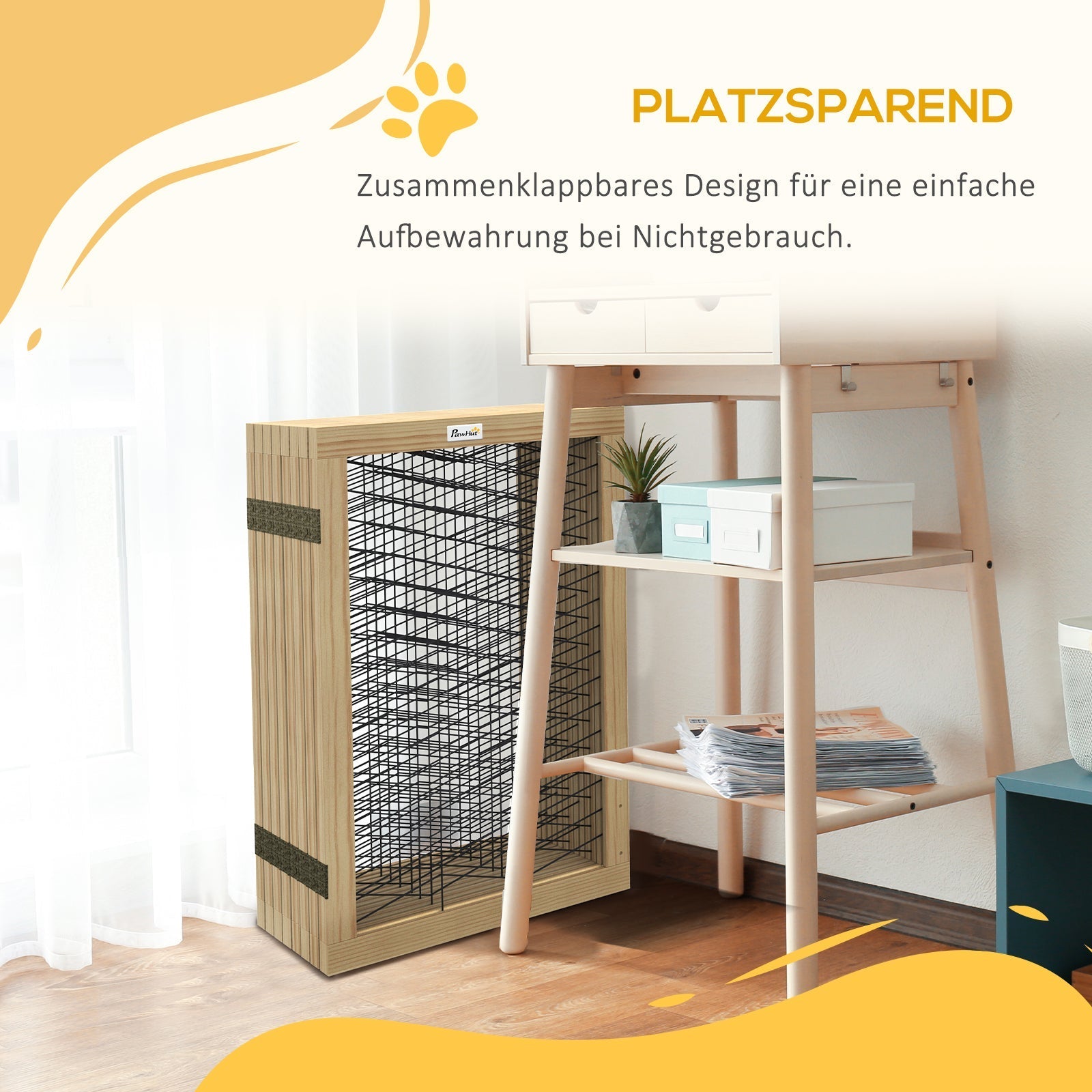 Dog Barrier Safety Gate Foldable 8 Panels Wooden