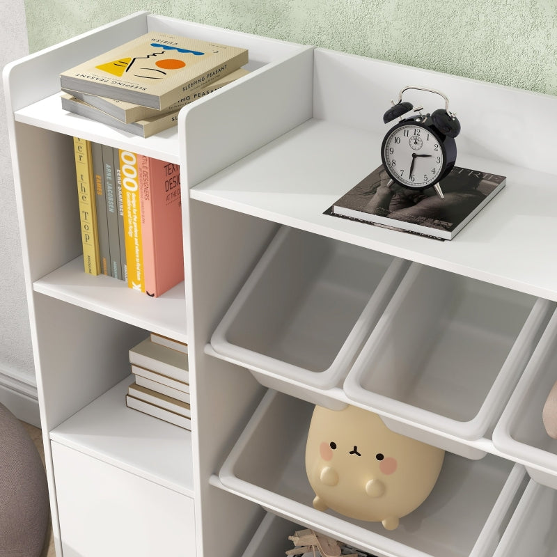 Children's Storage Shelf & Toy Organizer, 8 Removable Boxes, White