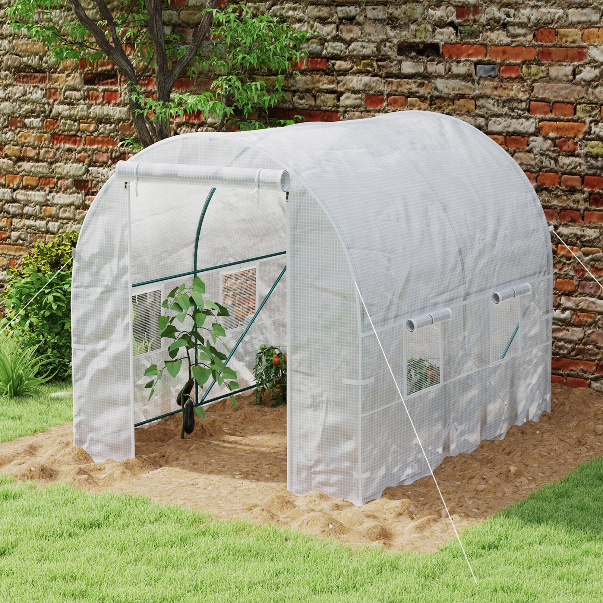 Polytunnel Greenhouse 245 x 200cm, White