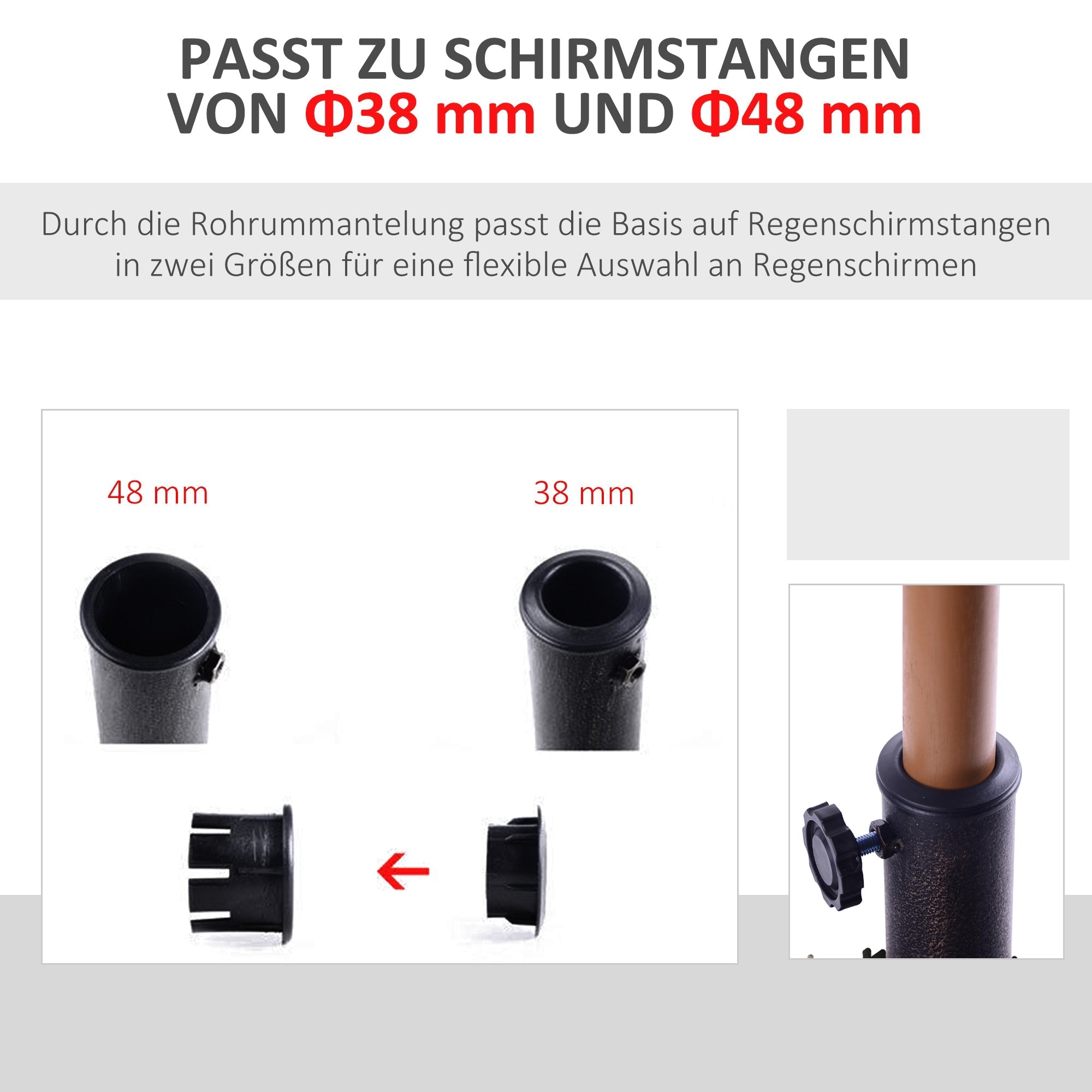Parasol Stand Umbrella Holder 15kg Stable Weatherproof Resin Black
