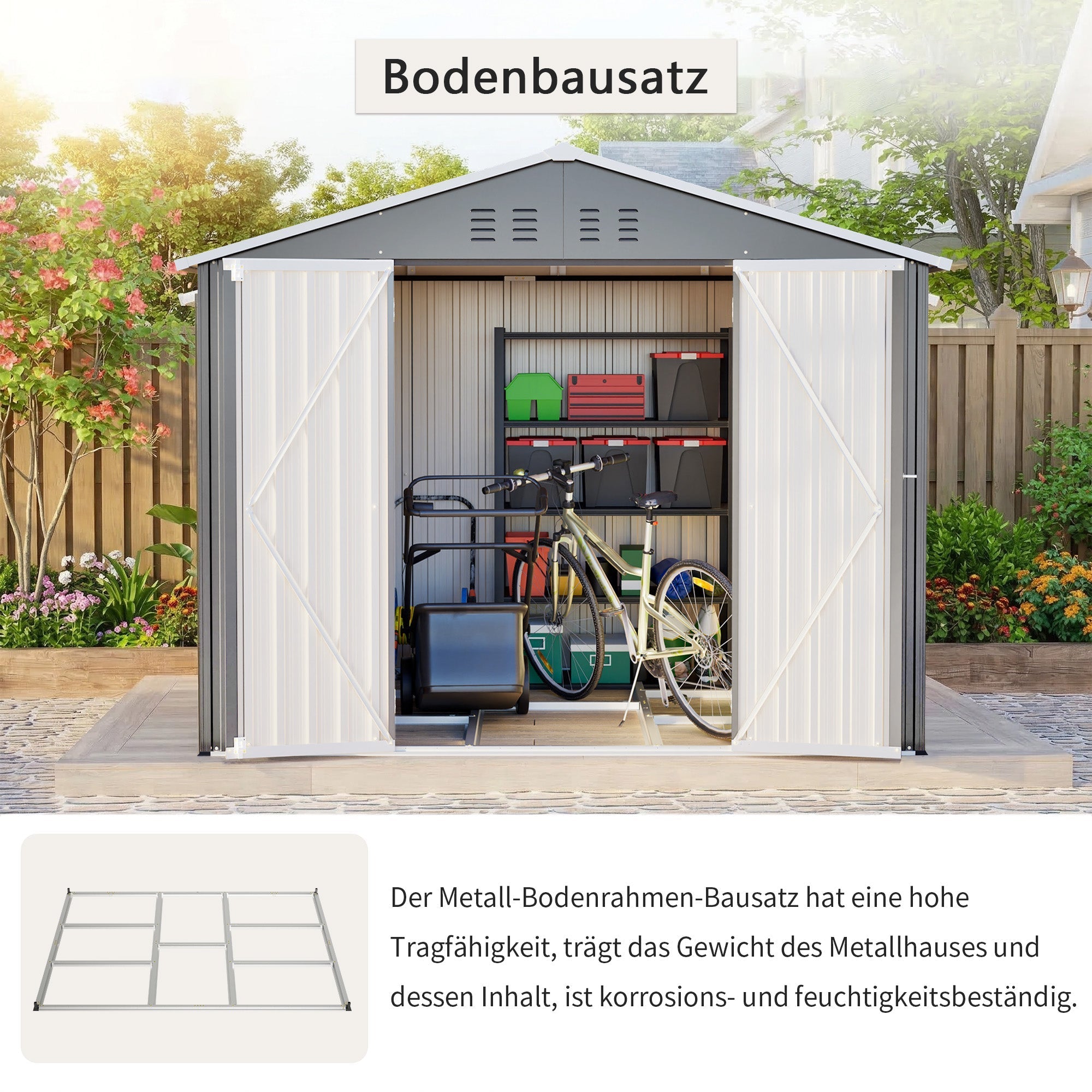 Metal Garden Shed, 8x6 FT with Hinged Door for Tools and Equipment, Anthracite