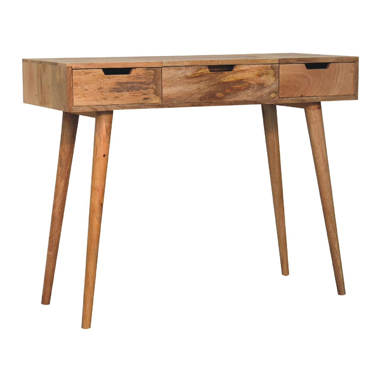 Dressing Table, 2 Drawers 4 Storage Mirror, Solid Wood Brown