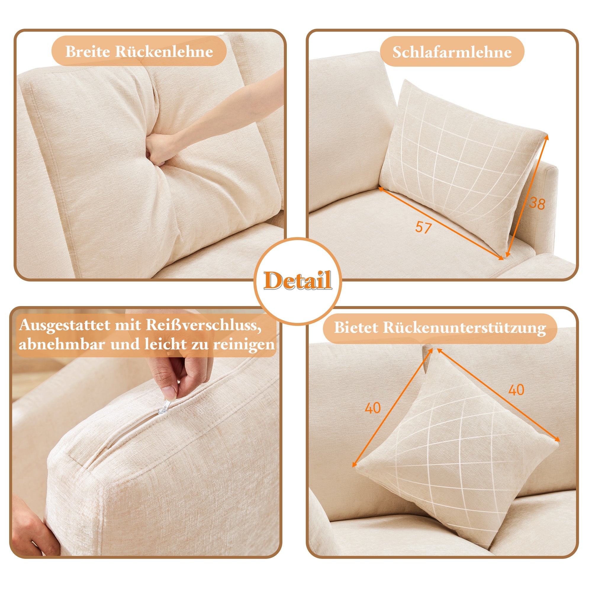 L-Shaped Corner Sofa Modern 3-Seater 4-Seater Footstool - Chenille Fabric