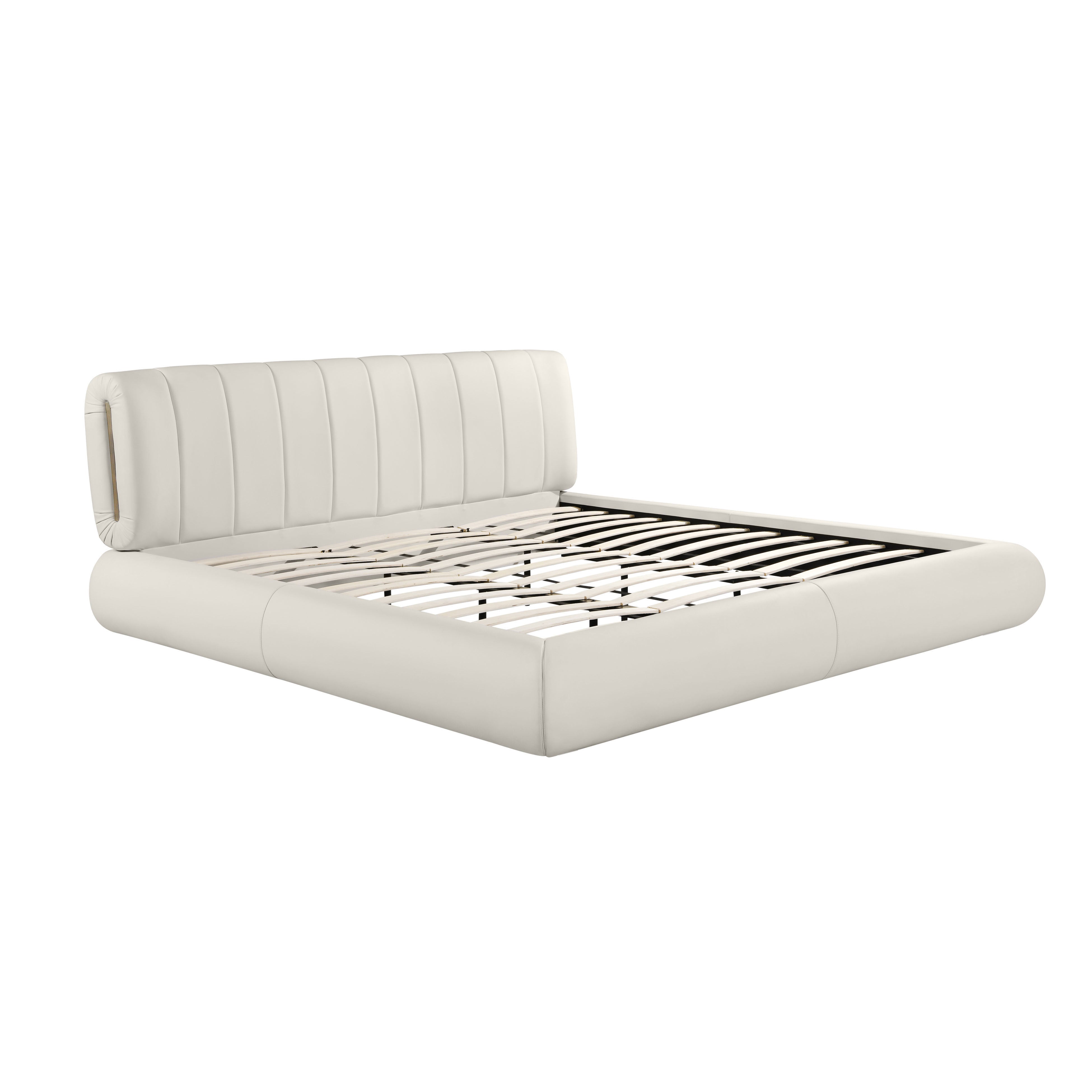 Karol King Bed, Vegan Leather, Cream