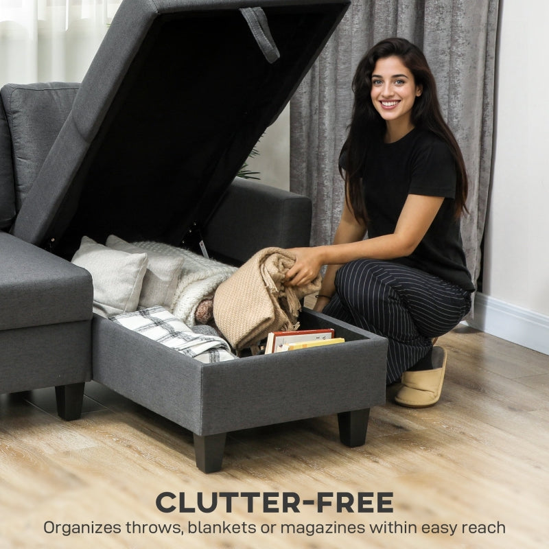 Three-Seater Sofa Bed with Storage Charcoal Grey