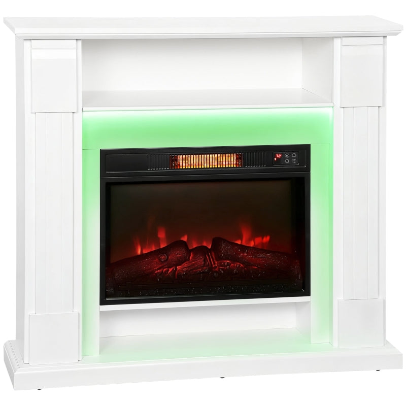 6142 BTU Fireplace and LED Mantel, 17-27°C Thermostat, White