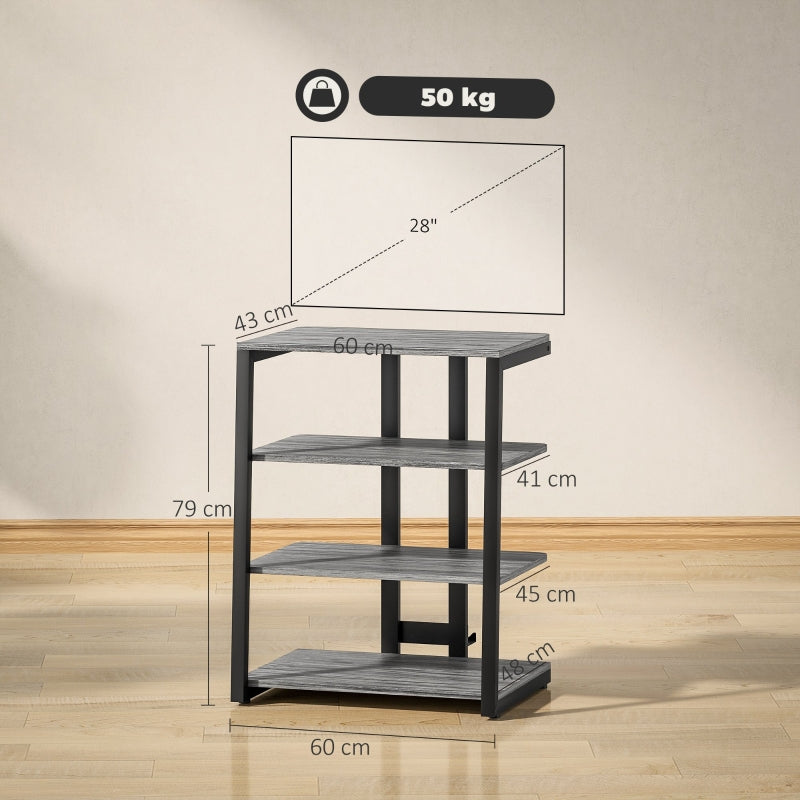 HiFi Stand, Four Storage Shelves - Dark Grey