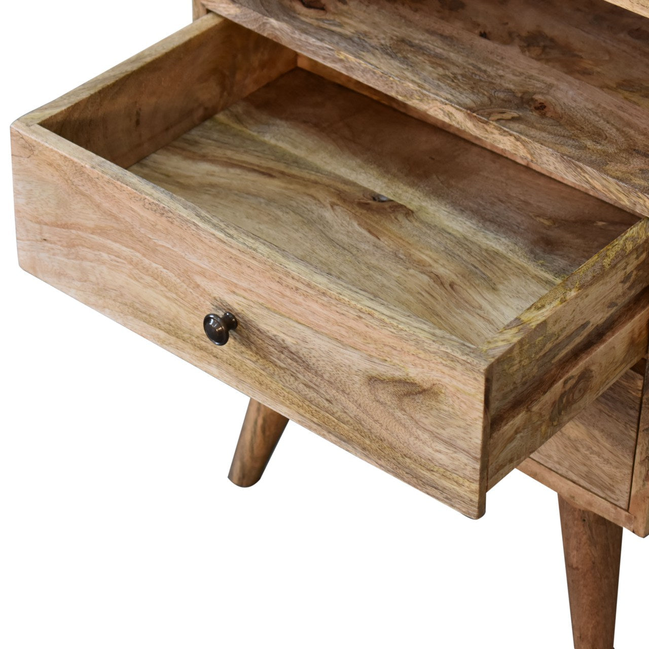 Classic Bedside: 2 Drawers, 1 Open Slot - Solid Wood Brown