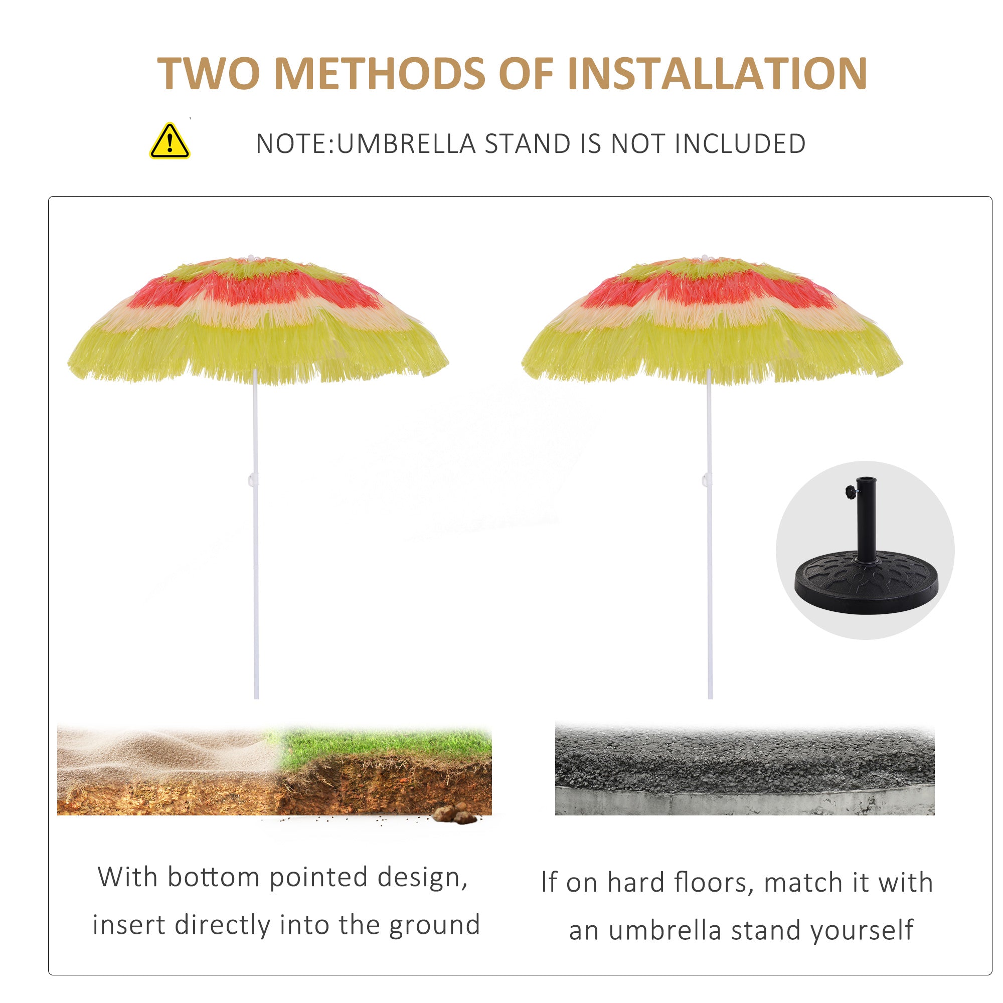 1.6m Garden Hawaii Parasol, Folding Tilting Crank Sun Umbrella, Multicolour