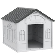 Dog House, Gable Roof, Weatherproof, Grey
