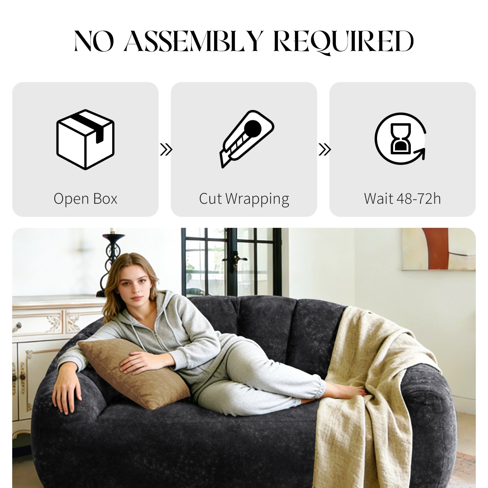 Sofa Sculptural Curved Wave Backrest