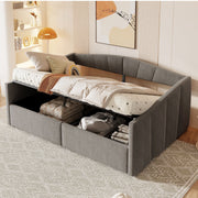 Upholstered Sofa Bed, 140x200cm, Hydraulic Support, Slatted Frame, Armrests, Velvet Fabric, Grey