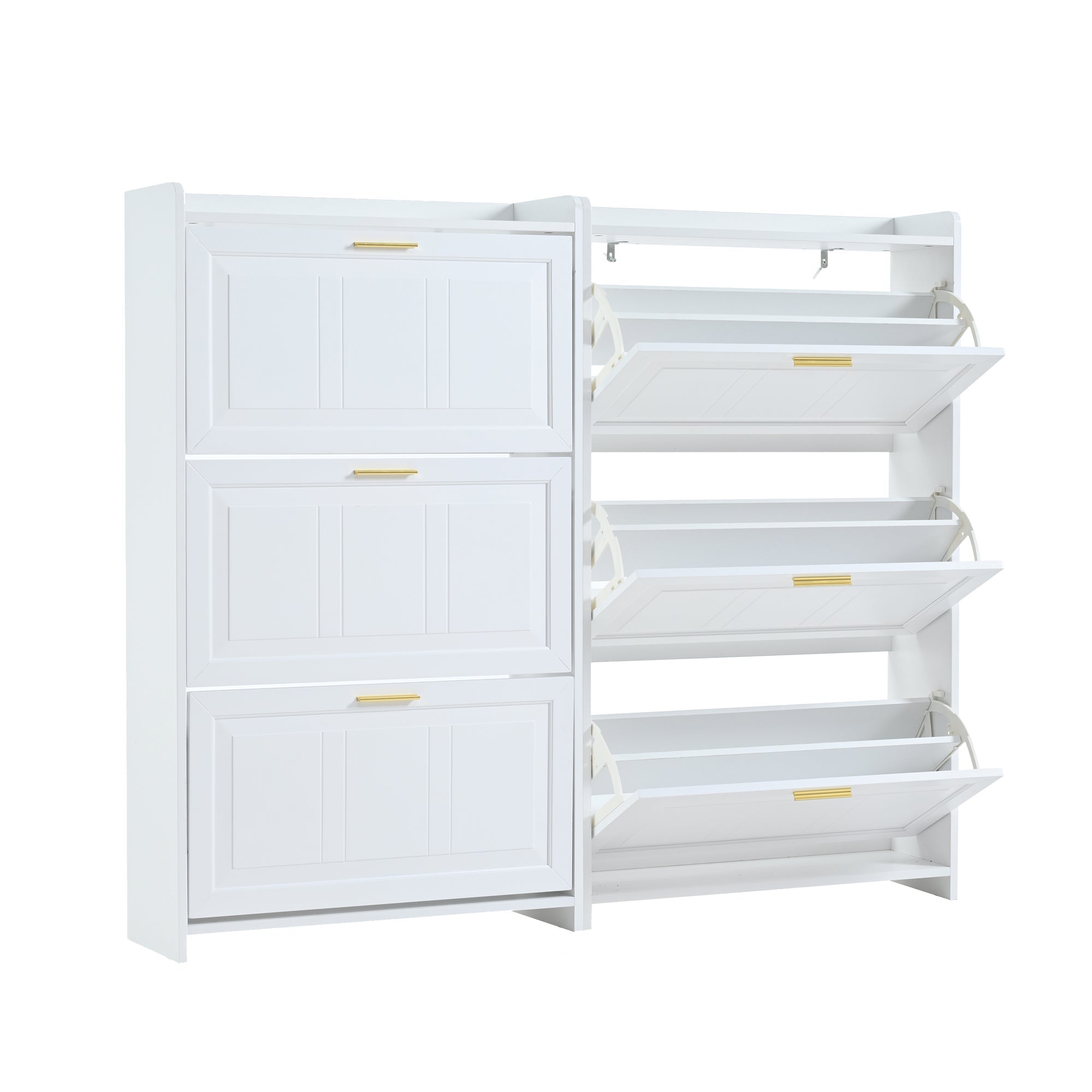 Shoe Cabinet Set Tall Storage 6 Compartments 70x24x120cm White MDF+Chipboard 2-piece