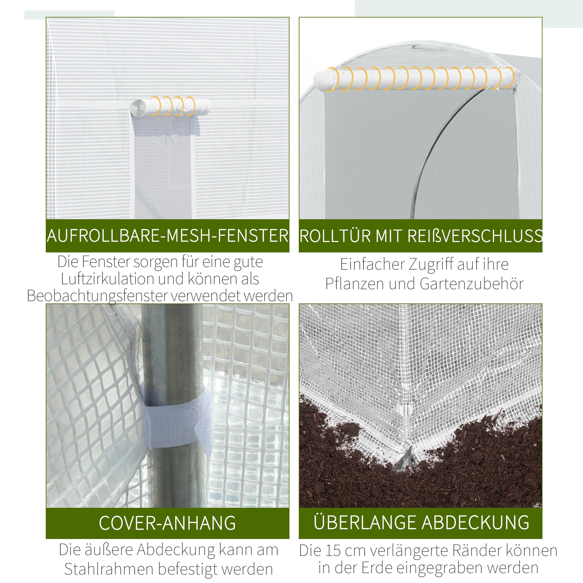 Greenhouse 450x200x200cm Robust Plant House UV-resistant Foil