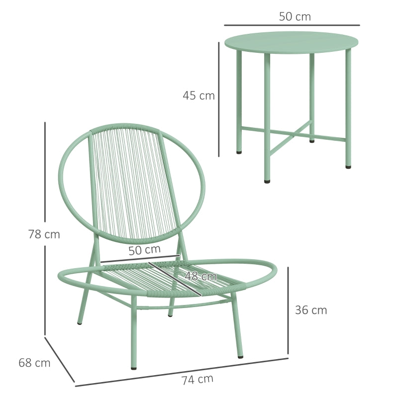 Bistro Set 3-piece Weatherproof Garden Furniture Steel Green