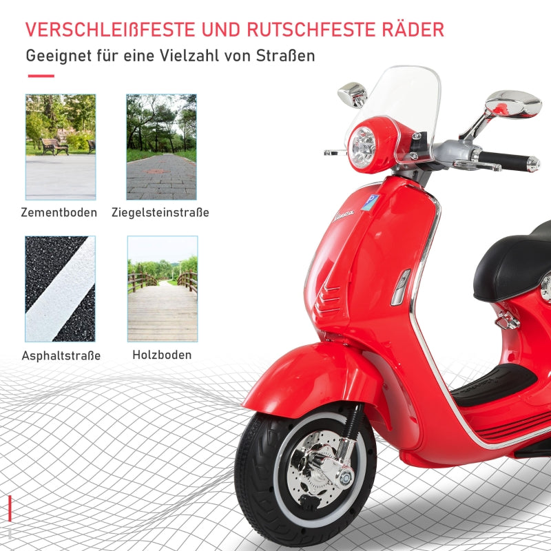 children's electric motorcycle with headlight, music, training wheels, 30 kg load capacity, red