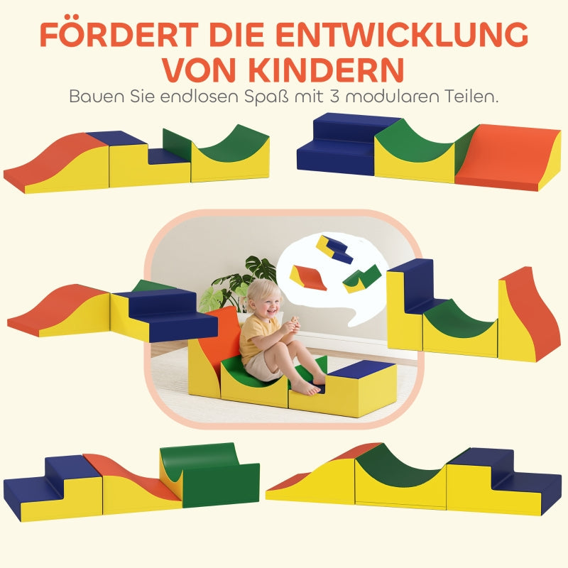 Climbing and Crawling Set for Toddlers, 3-Piece Foam Play Set, Yellow Faux Leather