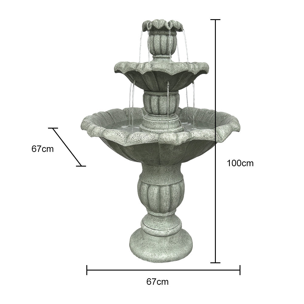 Ground Fountain 100cm High Outdoor Electric Pump, Concrete
