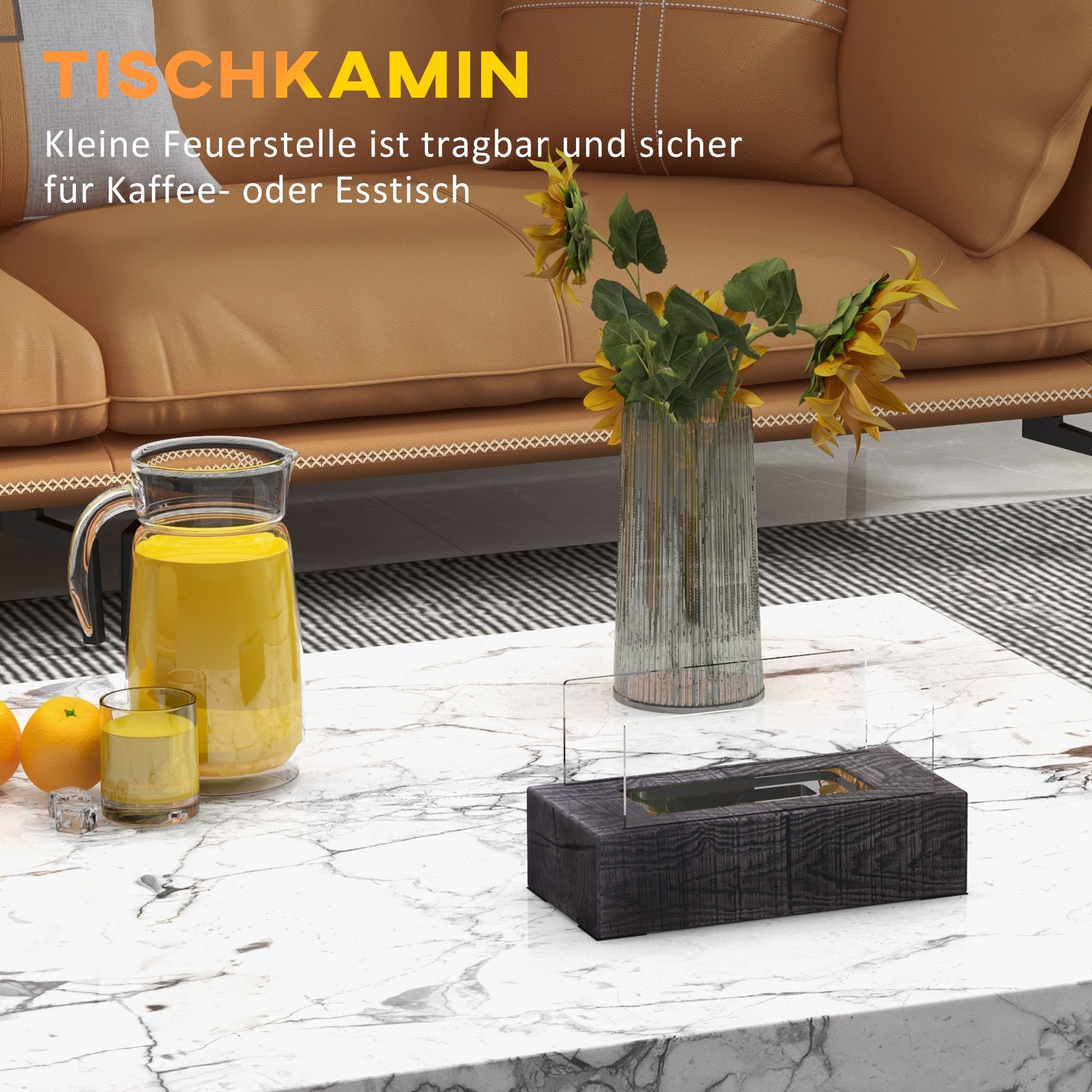 Tischkamin, tragbarer Bio-Ethanol-Tischkamin, Edelstahl