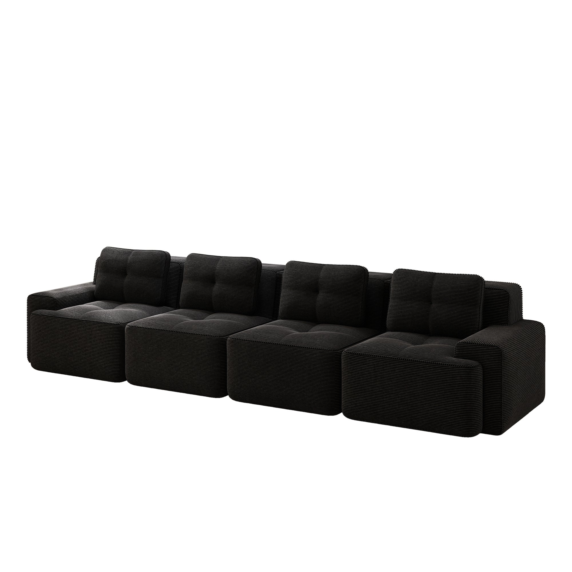 Modular Cloud Sofa 4-Seater Deep Seat Corduroy - Black