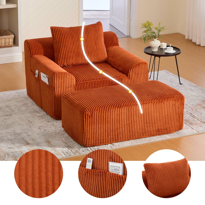 Oversized Sofa Chair Corduroy Reading Deep Seat No Assembly Required