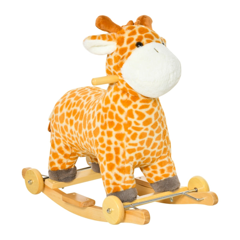 2-in-1 rocking animal giraffe with sound, wheels, handles, plush for toddlers 3-6 years
