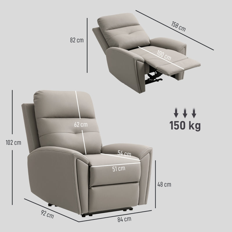 Recliner Armchair, Manual Reclining with Adjustable Leg Rest, Microfibre Grey