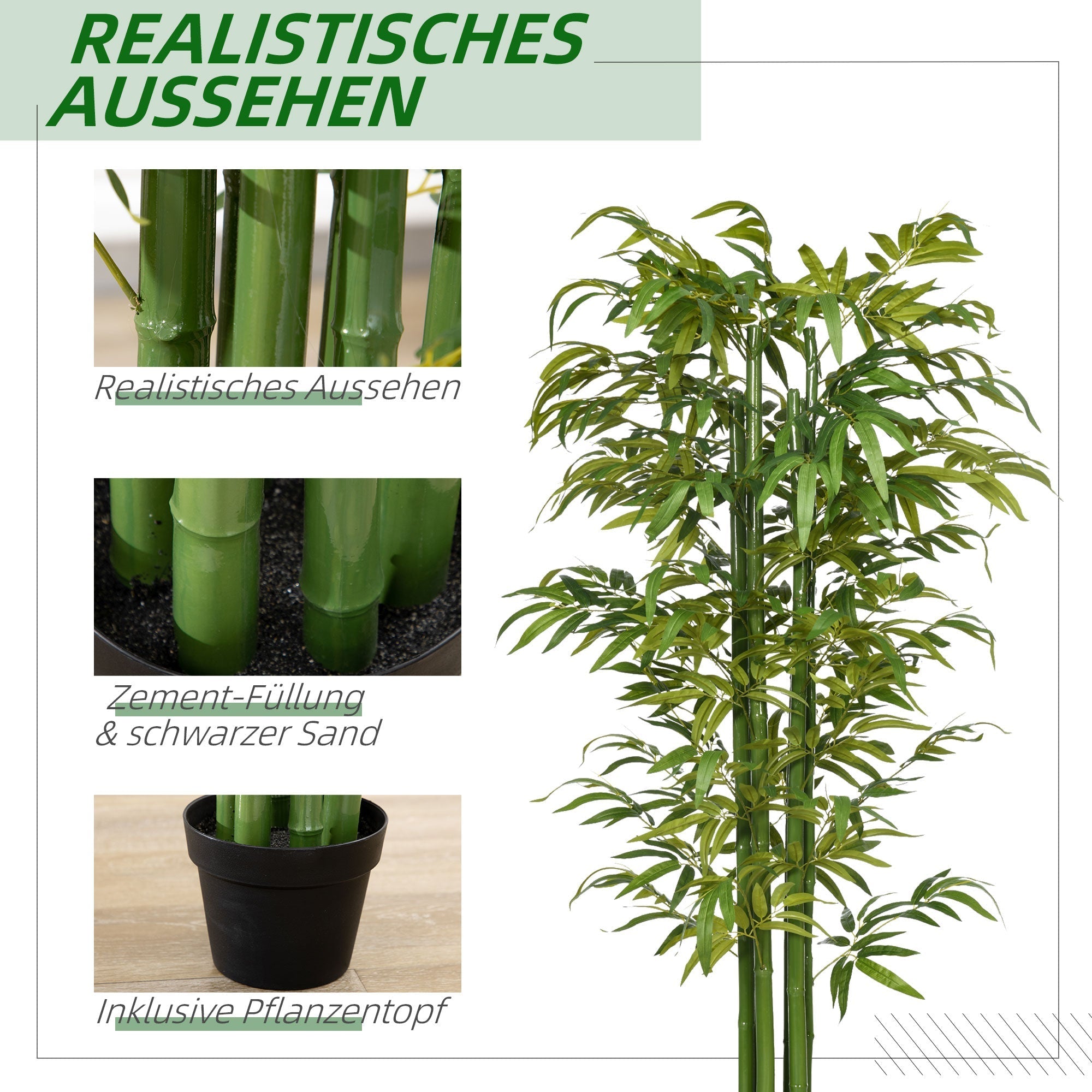 Artificial Plant, Bamboo Tree with Planter, 180cm, Green