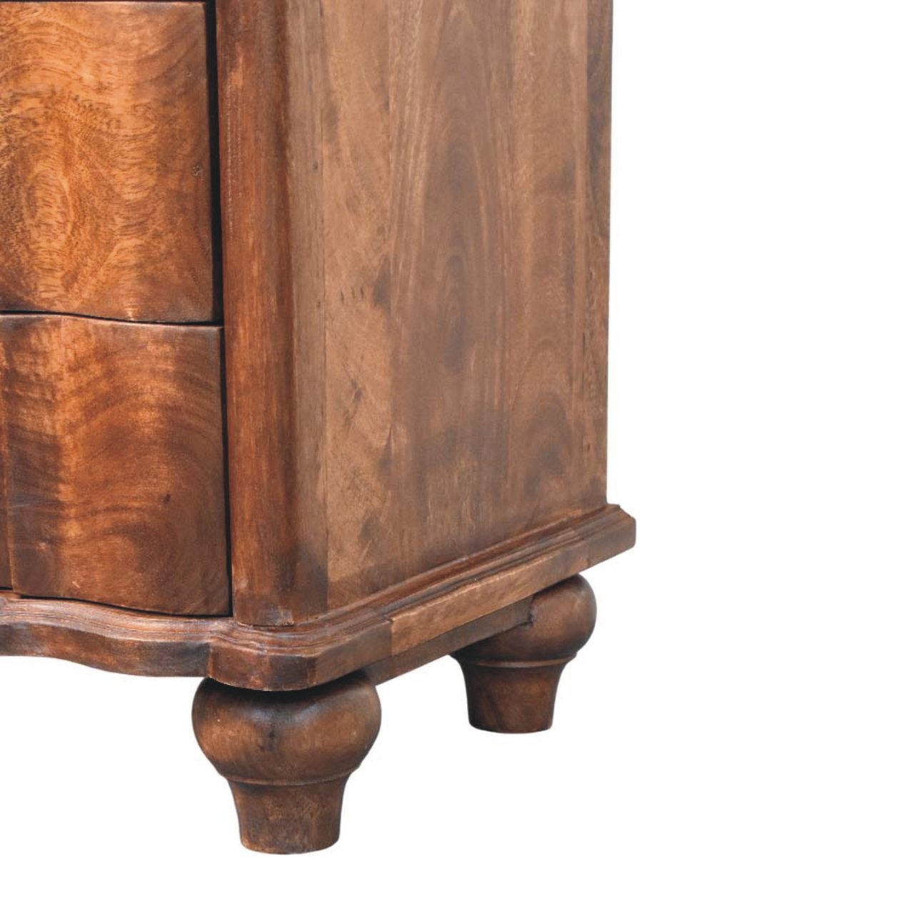 Nightstand 2-Drawer with Open Shelf, Solid Wood Brown