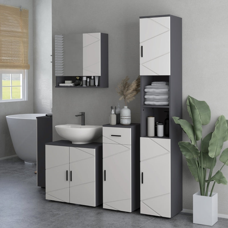 Kleankin Slim Bathroom Cabinet, Tall with Adjustable Shelf, Gray