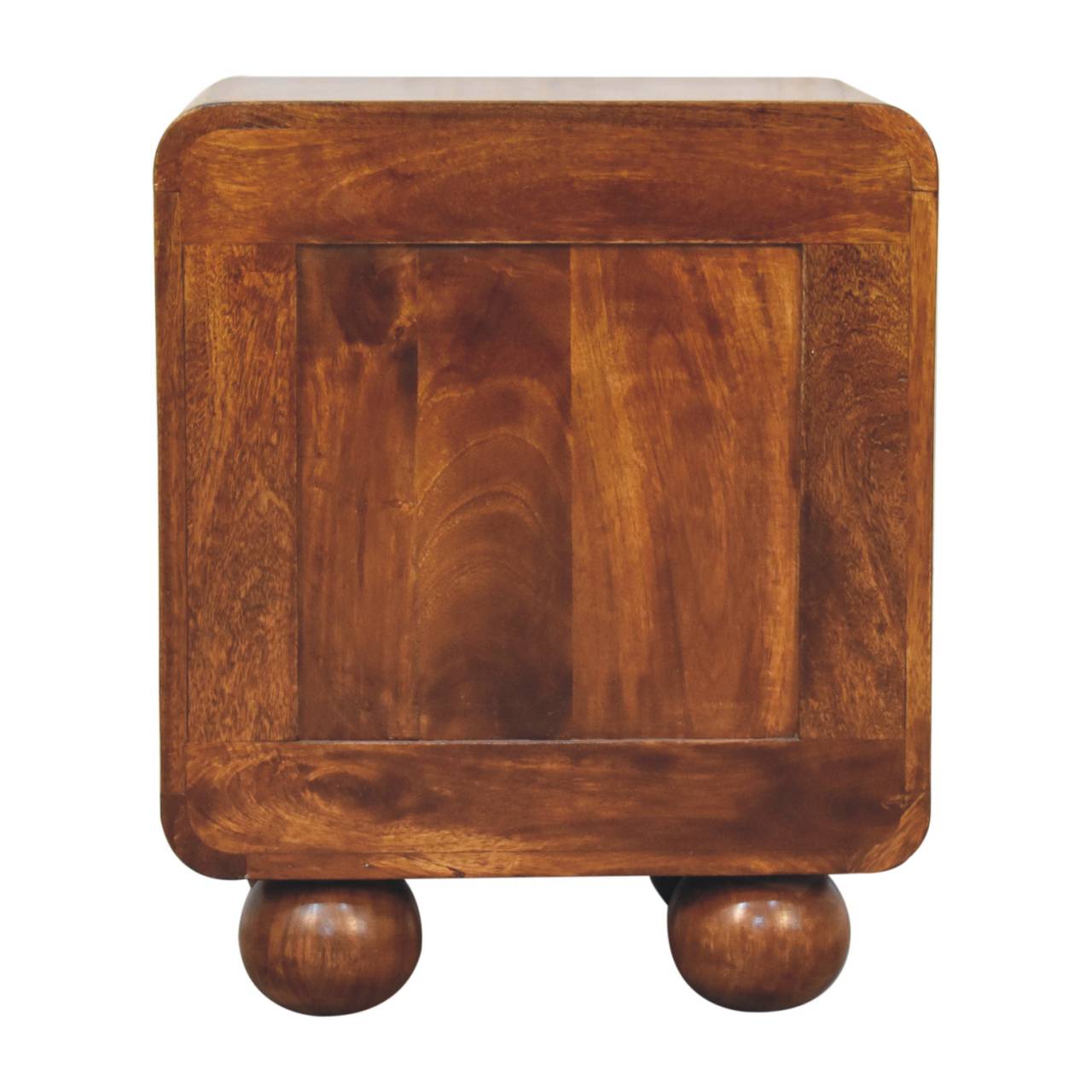 Solid Wood Bedside, Open Woven 1 Drawer, Dark Brown Chestnut