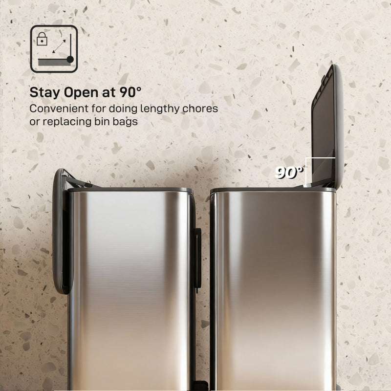 8L Hanging Kitchen Bin with Lid and Removable Inner Bucket, Stainless Steel