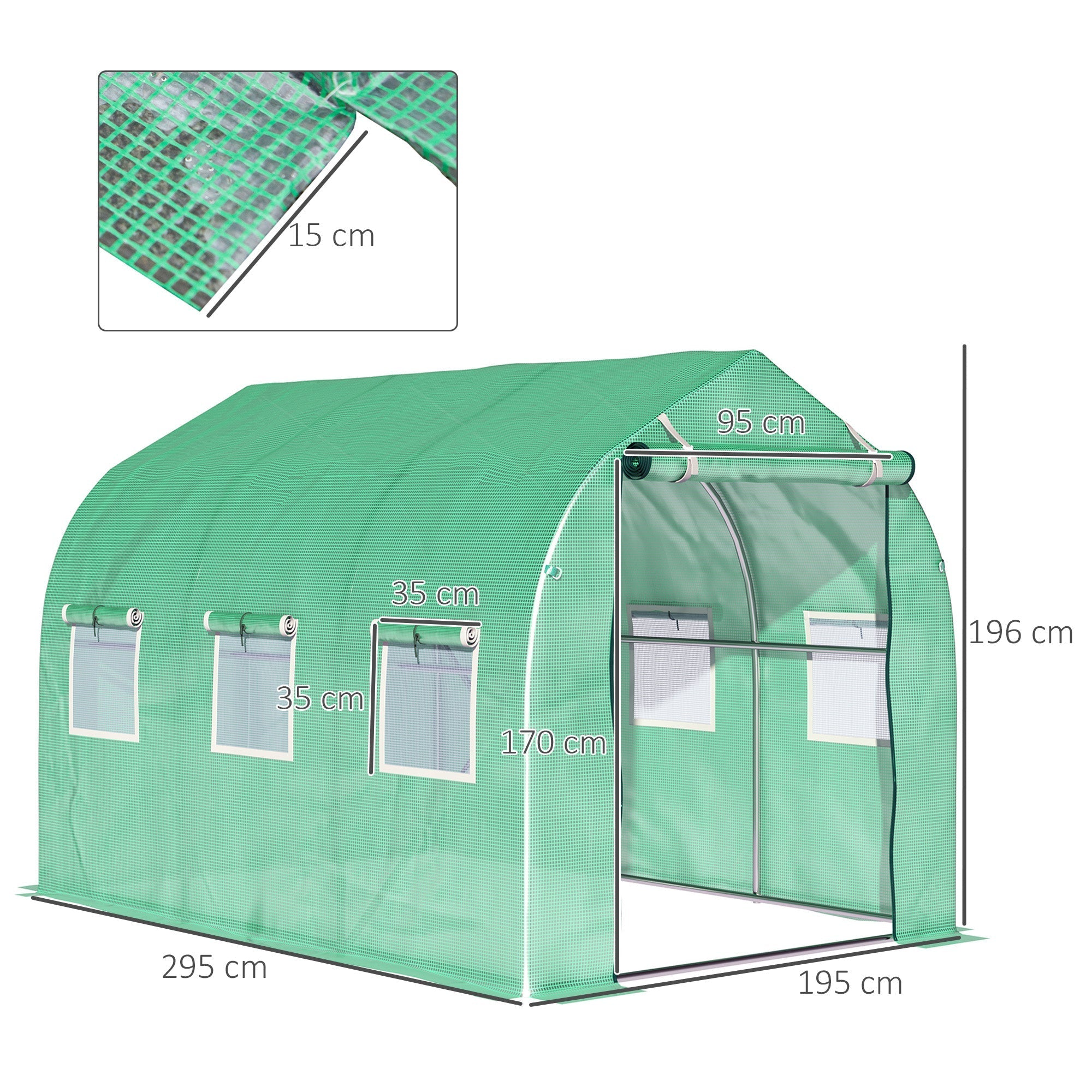 Polytunnel Greenhouse, Walk-in with Windows & Door (3 x 2 M)