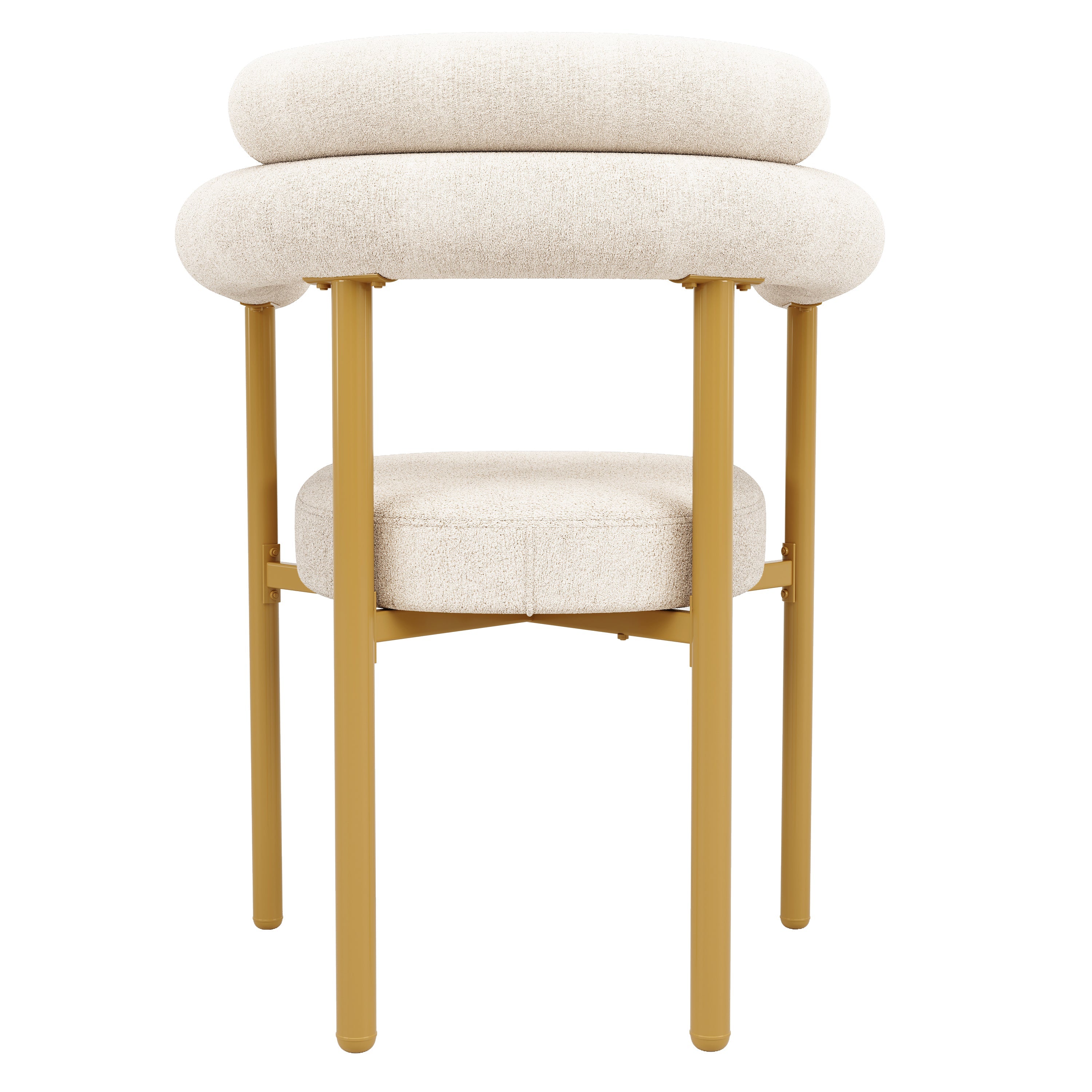 Dining Chairs Set of 4 Modern Gold Legs Ring Seats - Beige Suede