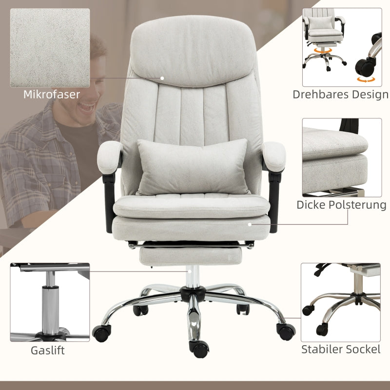 Vinsetto Office Chair, Massage, Heating, Ergonomic, Cream White