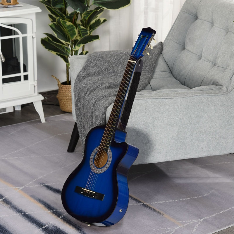 38 Inch Full Size Classical Acoustic Electric Guitar with Premium Gloss Finish - Blue