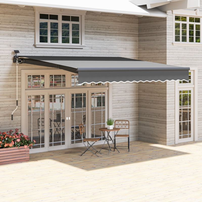 Klemmmarkise, Handkurbel Solarleuchte Gelenkarm UV 50+ 400cm, Grau