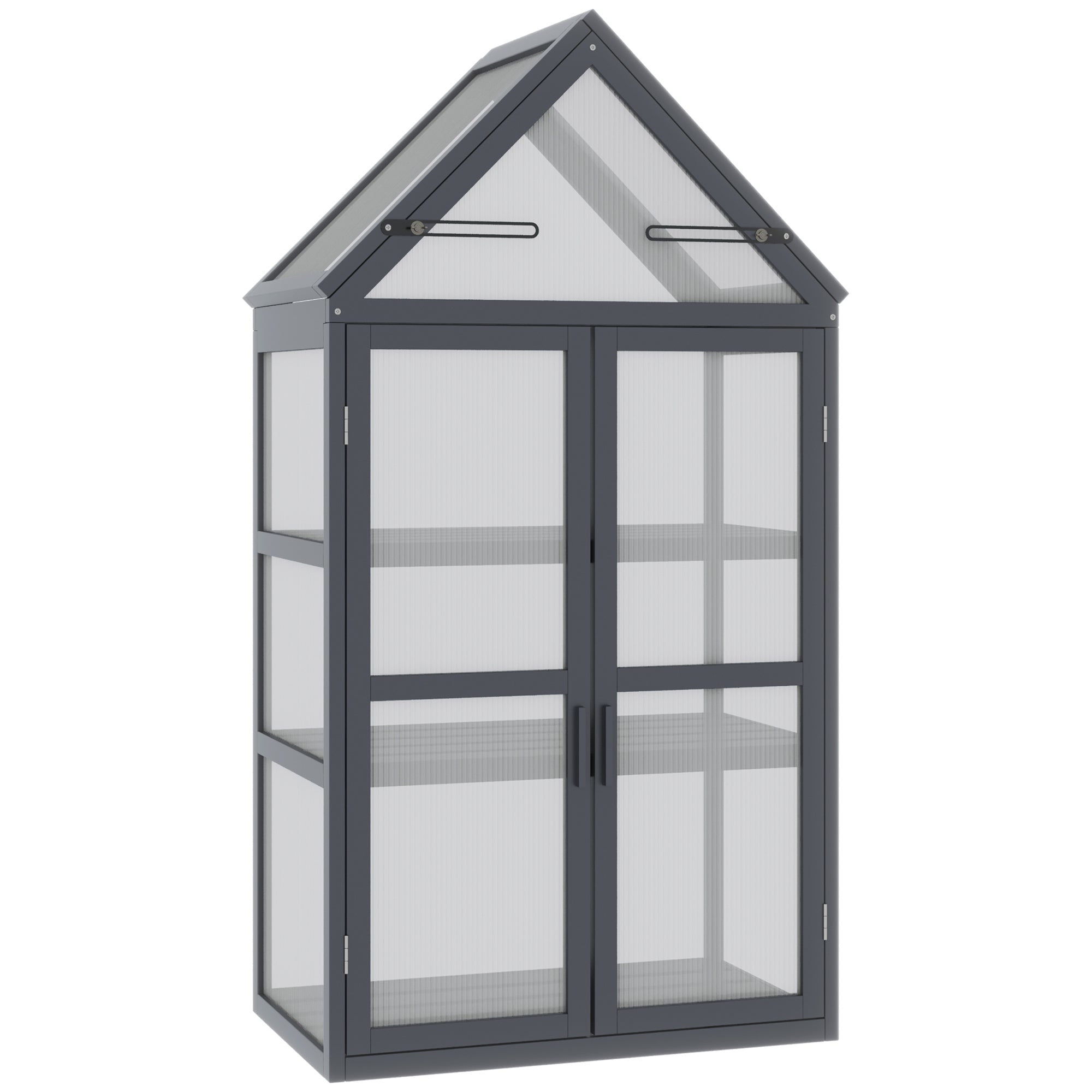 Cold Frame Greenhouse 3 Level Hinged Roof Wood Natural