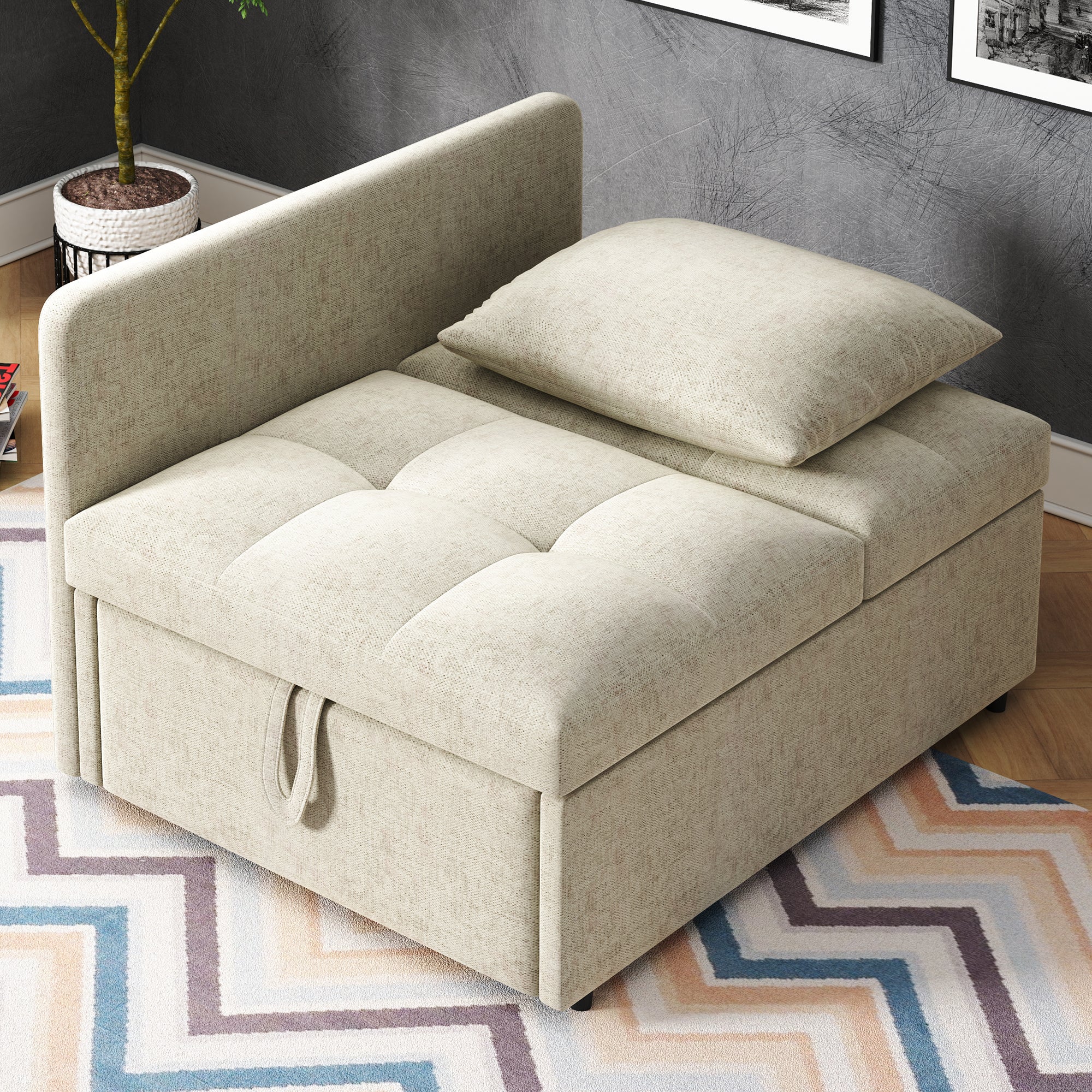 Sofa Bed, 3-in-1 Multifunctional Recliner, Linen Fabric
