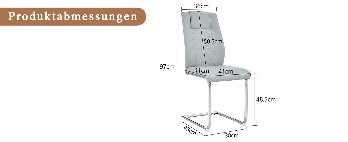 Scandinavian Dining Chairs Set of 4 Mesh Back Silver Metal Legs - Light Grey PU Leather
