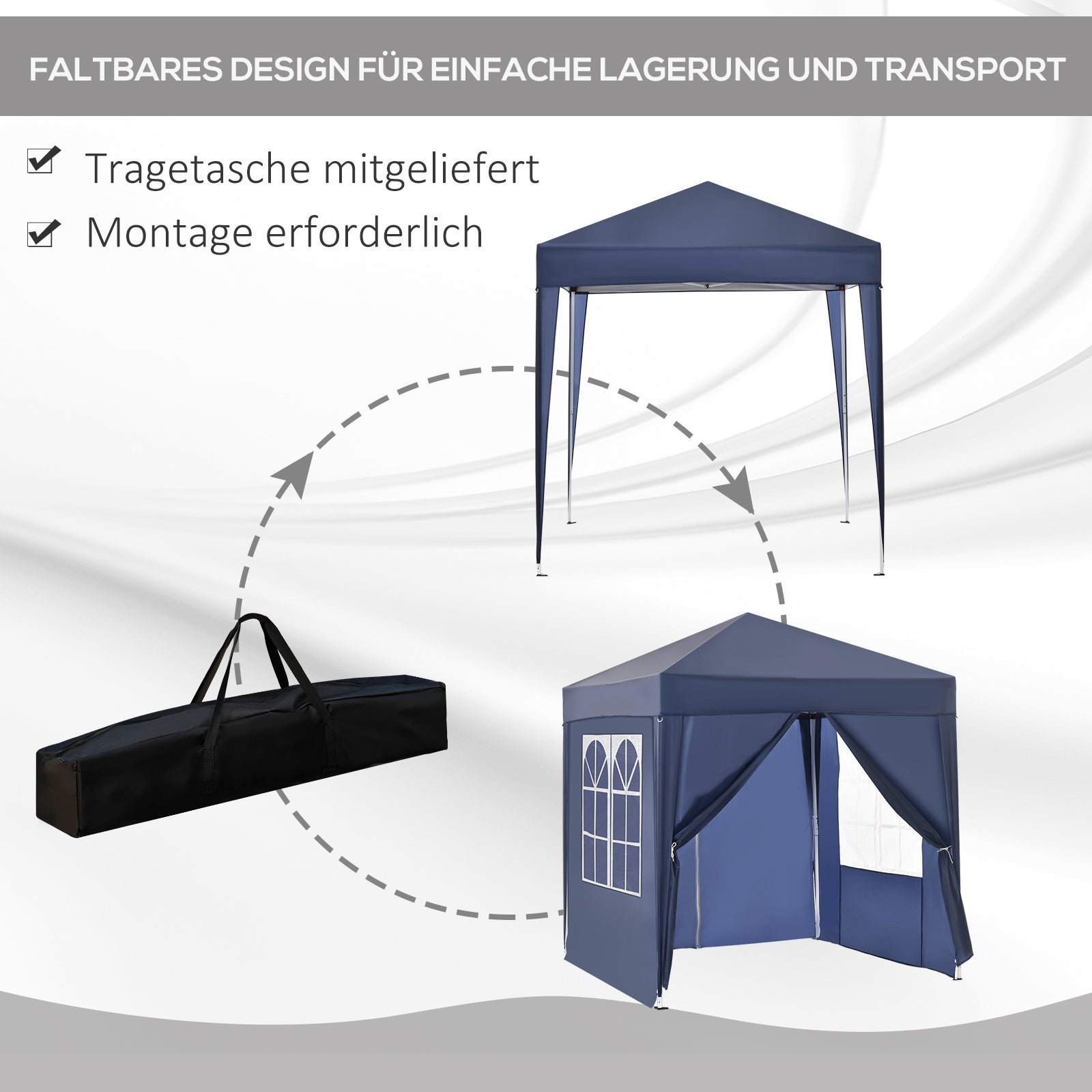 2x2m Folding Gazebo Marquee 4 Side Panels Window Door Oxford Metal