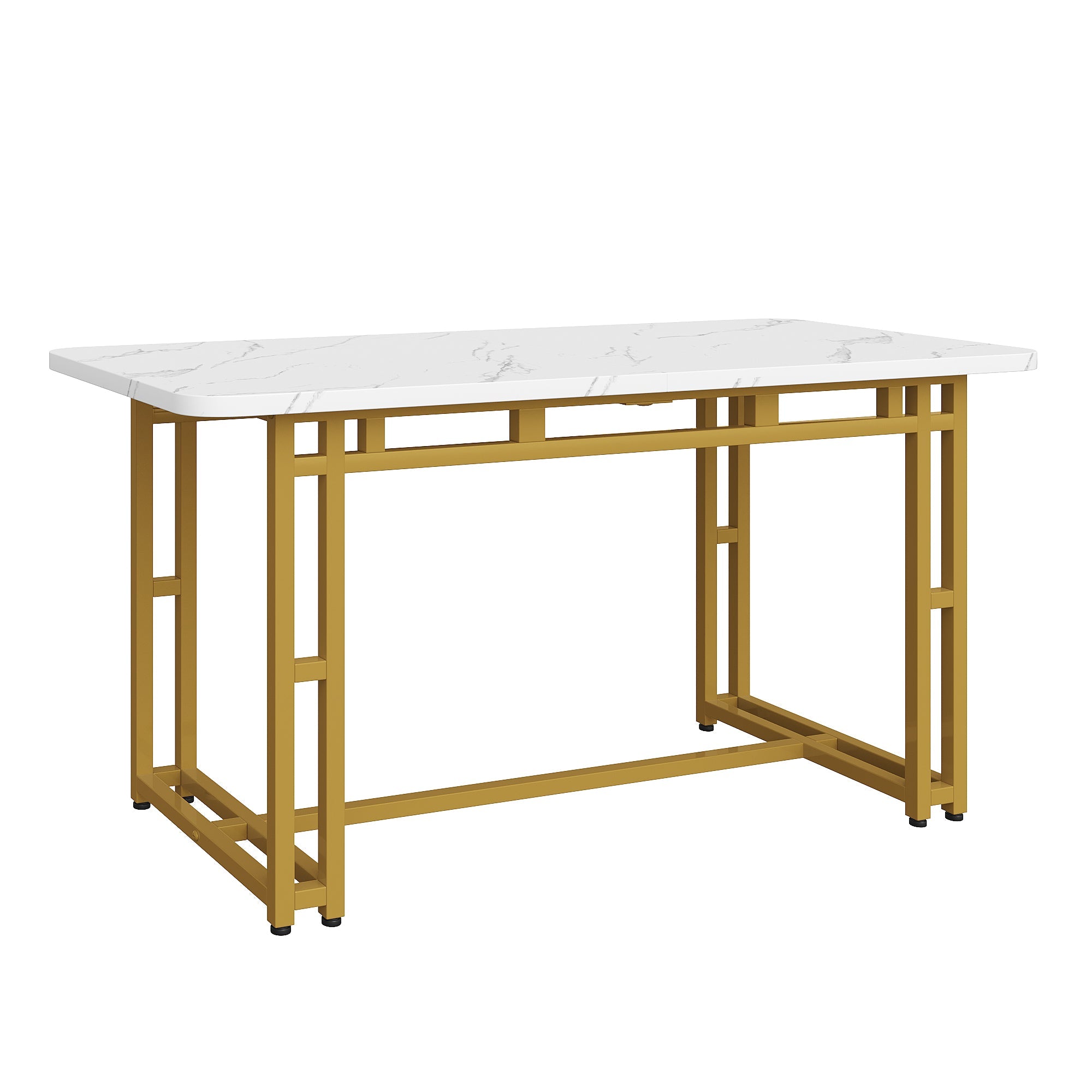 Lightweight Luxury Dining Table 120x70cm Rectangular Modern Metal Frame Golden Legs